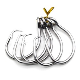 11/0-16/0 Big Game White Forged Offset Circle Hooks Shark & Swordfish (Pack of 10) (10pcs 12/0)
