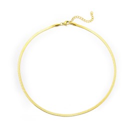 HSWYFCJY Gold Flat Wide Necklace for Girls Snake Chain Necklace for Women Herringbone Link Necklace Snake Choker Jewelry Gift for Women Girls Y2K Jewelry (16inch+2inch, Width 0.12inch Gold)