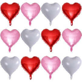 12Pcs Red Heart Shaped balloons, 18 Inch White Love Valentine Balloons Pink Heart Romantic Balloons For Valentines Day Propose Marriage Wedding Bridal Shower Engagement Party Decorations