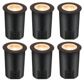 [6 Pack] CLOUDY BAY 9W LED Landscape Well Lights,2700K/3000K/3500K/4000K/5000K Selectable,Low Voltage 12V/24V Ground Lighting,Waterproof Outdoor In Ground Lights for Uplights,Transformer Excluded