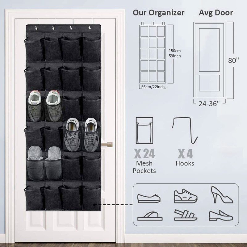UESDU Hanging Shoe Storage, 24 Pockets Storage Bag for Shoes,