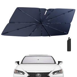 Windshield Sun Shade Umbrella Compatible with 2019-2025 Lexus ES Accessories: Custom Fit 210T Silver, Foldable Sunshade Front Window Sun Visor, Blocks UV Rays, Keeps Car Cool for 250, 300h, 350
