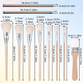 10 Pcs Pottery Glazing Brushes Mop Brush for Acrylic Painting Goat Hair Blending Brush Set Underglaze Paintbrush Soft Bristle Artist Tools Watercolor Paintbrush for Oil Acrylic Pottery Wheel Canvas