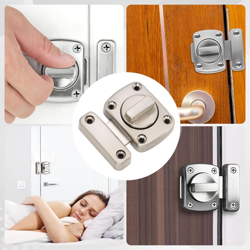 2 Pieces Bathroom Door Lock,Zinc Alloy Rotation Door Latches for