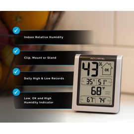 AcuRite Wireless Digital Indoor Thermometer and Hygrometer Monitor for Inside Temperature and Humidity Measurements (00613)