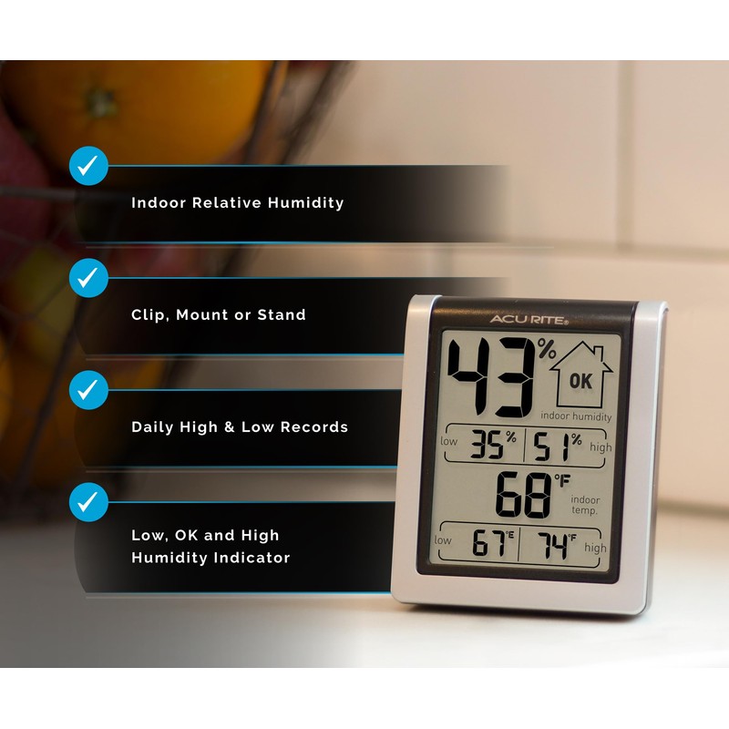 AcuRite Wireless Digital Indoor Thermometer and Hygrometer Monitor for Inside