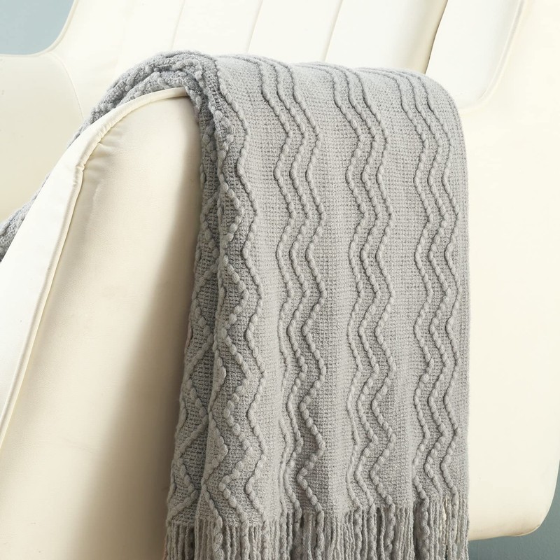 CREVENT Knitted Decorative Throw Blanket for Couch Sofa Chair Bed，Soft