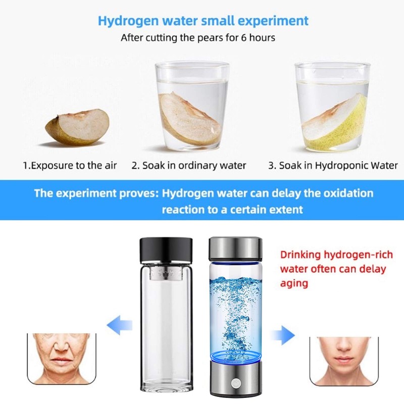 Hydrogen Water Bottle Generator 2pack, Glass Hydrogenated Water Bottles Health