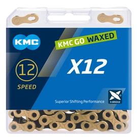 KMC X12 Waxed 12 Speed Chain, Ti-N Gold/Black, 126 Link