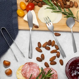 Ironwood Gourmet Stainless Steel Charcuterie Utensil Set of 8, Includes Forks, Knives/Spreaders, Spoons, Tongs