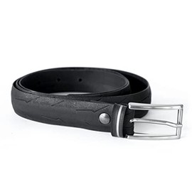 MNMUR Herren-Gürtel in Schwarz, schlank, elegant, sportlich, lässig, verstellbar, aus Fahrradreifen, Größe S/M, Länge 123 cm, Höhe 2,5 cm, Metallschnalle mit gebürstetem Stahlfinish. (M/L)