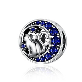 VOROCO Cat Charm for Bracelet，925 Sterling Silver Animal Series CharmMother's Day Birthday Christmas Jewelry Gifts for Women