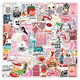 100Pcs Book Stickers for Kindle, Pink Bookish Sticker Funny Booktok for Book Lovers Readers, Reading Stickers Decals for Water Bottle Bike Laptop Luggage Guitar Scrapbook Helmet