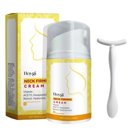 Straffende Creme für Den Hals,Neck Cream,Wird mit Einem Weißen Keramik-Massagestab Geliefert,Spendet Tiefe Feuchtigkeit,Strafft Die Haut und Reduziert Feine Linien