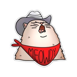 Meowdy Cute Cat Meme Sticker, Cat Meme Sticker Kawaii Water Proof Vinyl Glossy Car Bumper Water bottle Laptop Decal Phone Skateboard Window Stickers Cat Lover Gift (3" (3pack))