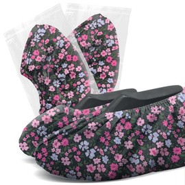 Fundas desechables para zapatos, 100 unidades, 50 pares envueltos individualmente, protectores de estampado de flores para botines, zapatos, cubierta de zapatos para interiores y exteriores, agentes inmobiliarios, trabajos de reparación