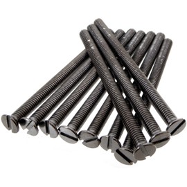 10 x M3.5 Black Nickel 50mm Long Screws - Flat Slotted Countersunk Head - For Switch and Socket Plates