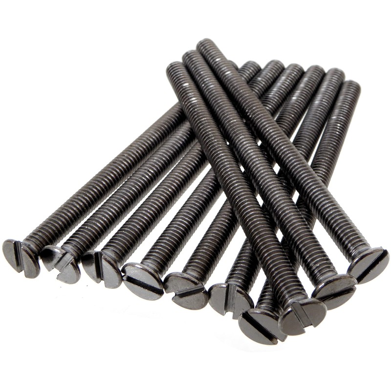 10 x M3.5 Black Nickel 50mm Long Screws - Flat