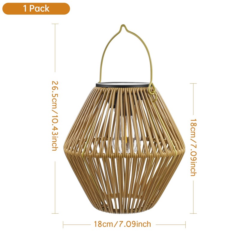 Solar Woven Hanging Lantern for Outdoor Decoration – Boho-Style LED