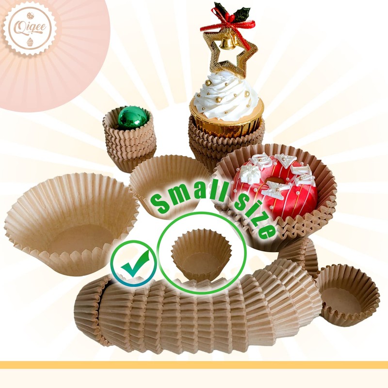 qiqee Mini 500 Count Cupcake Liners Natural Muffin Liners Food