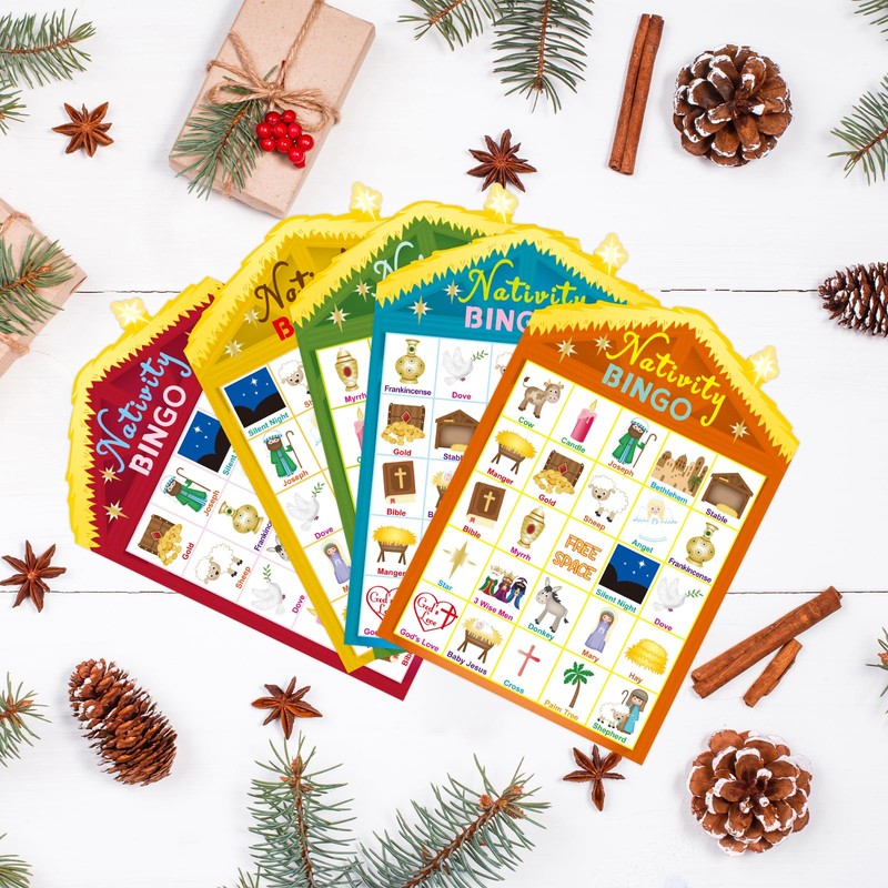 FANCY LAND Nativity Bingo Game for Kids 24 Players Christmas