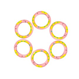 LIGHUFEIC 6Pcs Pink Cute Spring O Rings,Round Carabiner Clip Zinc Alloy Round Rings for Keychain, Buckle, Bags, Purses, Handbag