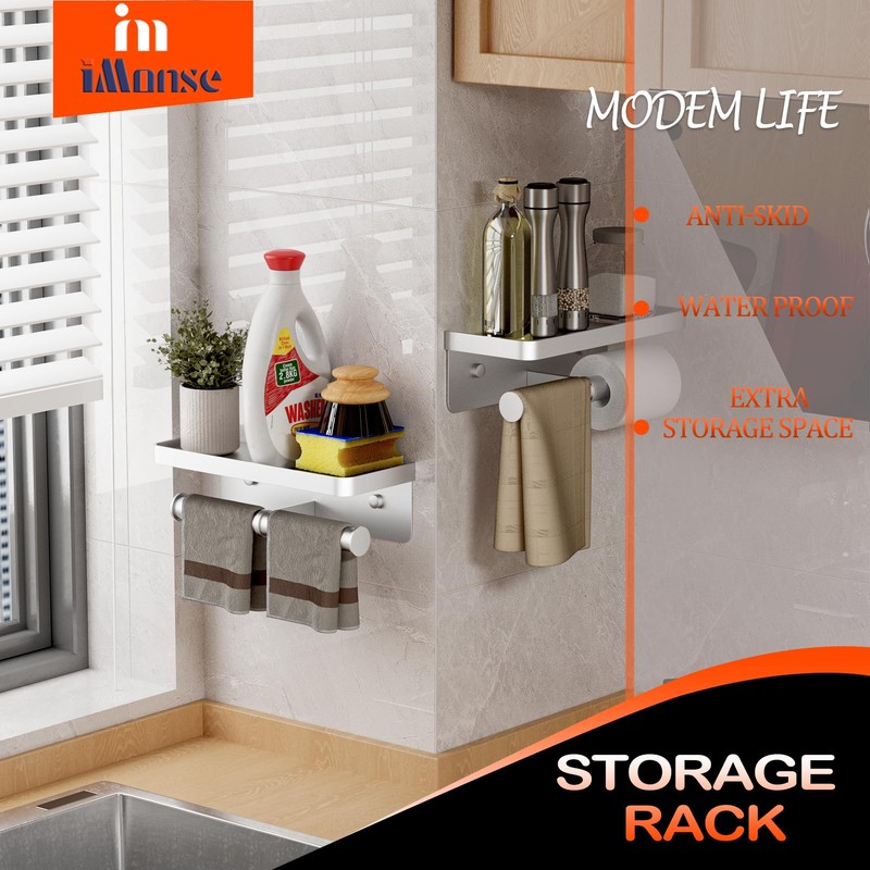 Double Toilet Paper Holder with Shelf, iMonse Paper Towel Holder