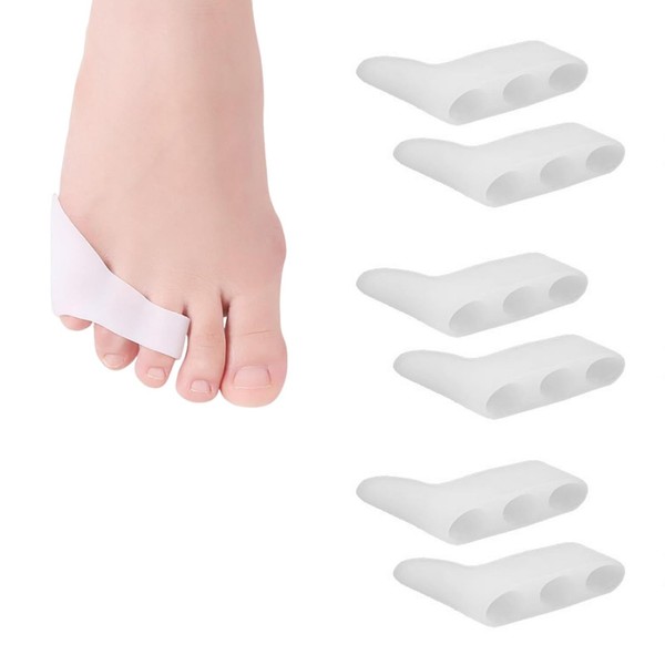 6Pcs Zehenspreizer Silikon, Zehentrenner aus Silikon, Kleinen Zehen Zehenspreizer, Drei-Loch-Zehen