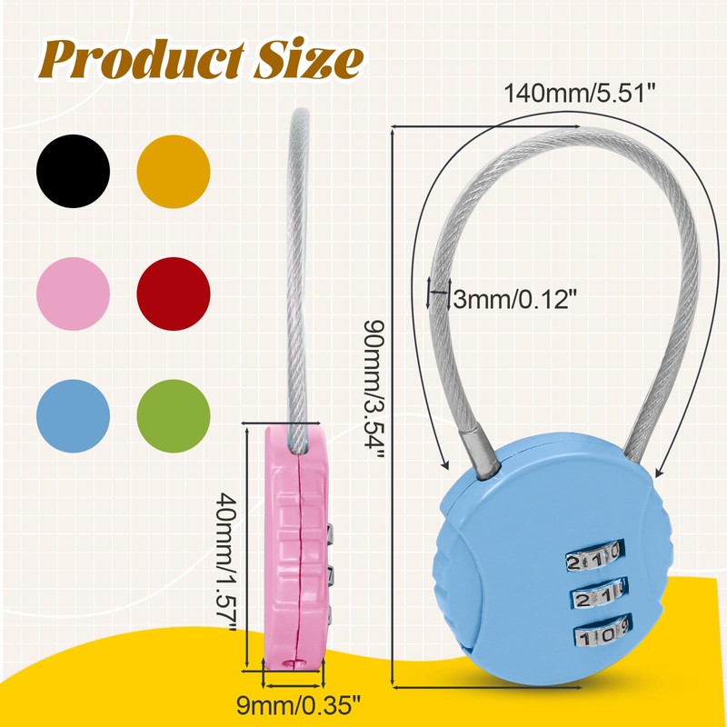 Bonsicoky 6 Pack 3 Digit Combination Lock - Outdoor Waterproof