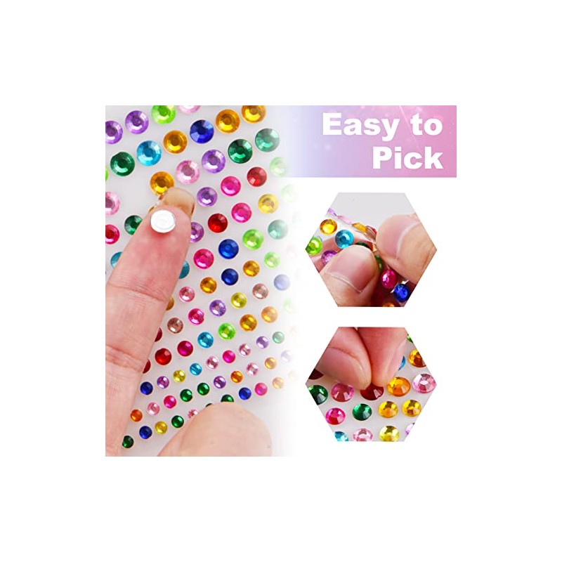 2310 Stück Glitzersteine Gesicht Selbstklebend, 14 Blätter Glitzersteine Selbstklebend Gesicht