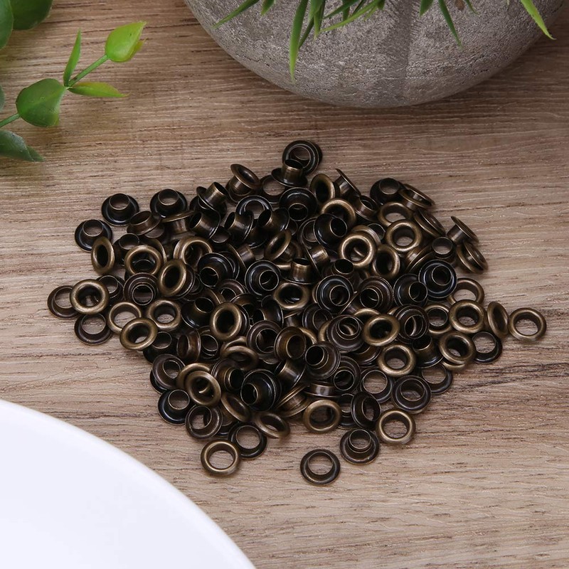 100 Sets Metal Grommets Eyelets, 5mm Brass Grommet with Iron