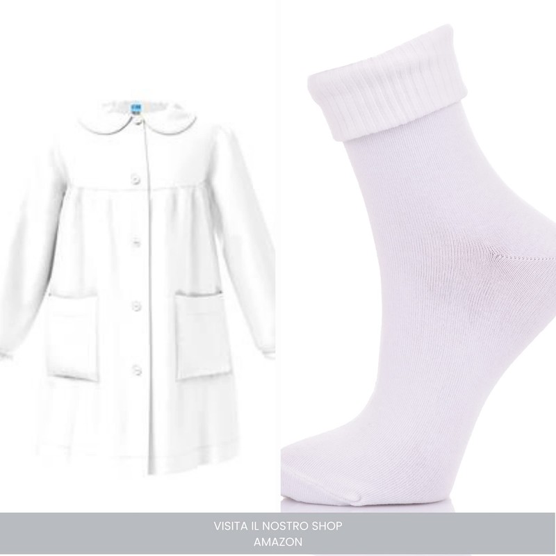 La Primula Verde Siggi Apron for Girls White Buttons with