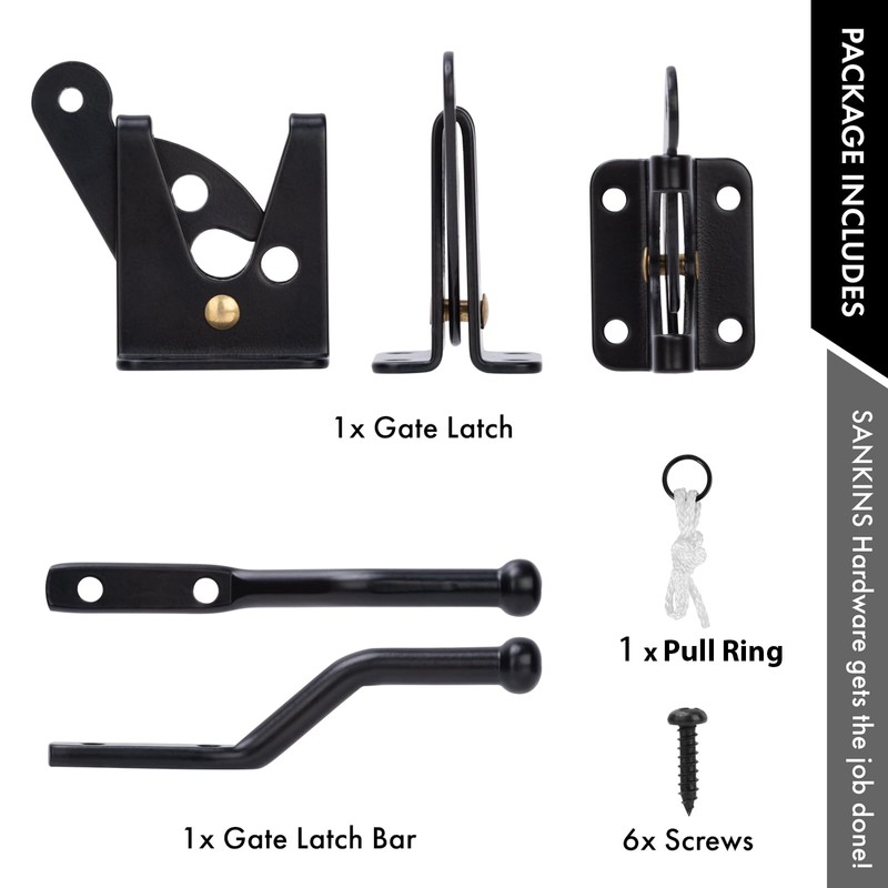 SANKINS Self Locking Heavy Duty Gate Latch Automatic Gravity Lever