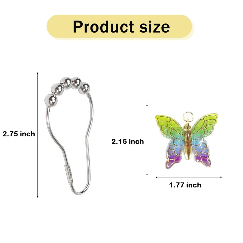 12 Pcs Pink Bow Shower Curtain Hooks Rings for Bathroom,