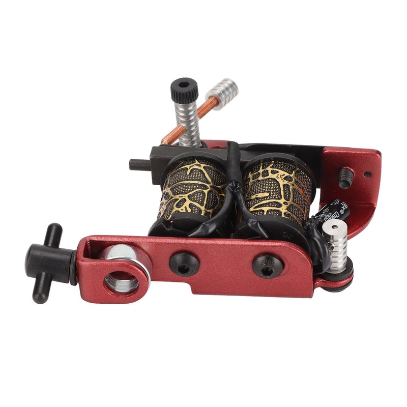 10 Wraps Coil Tattoo Machine Iron Frame Red Hollow Butterfly