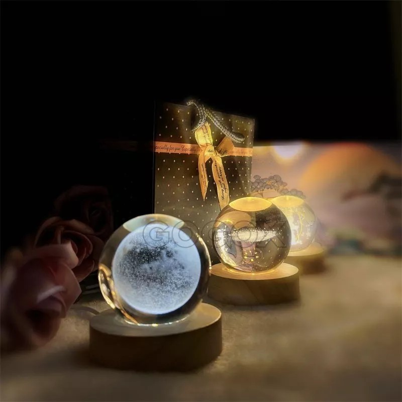 GOGOX Lampara De Noche Led 3d Galaxia Bola Cristal, Sistema
