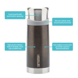 Smash Stainless Steel Flask 300ml, Black