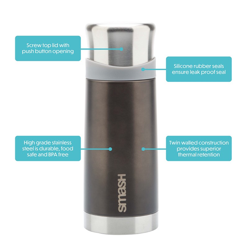 Smash Stainless Steel Flask 300ml, Black
