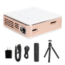 Mini Projector HD Smart Bluetooth Wireless Connection Home OnScreen Equipment C99 (Rose Gold and White )