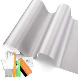 SILVER BRUSHED ALUMINUM VINYL WRAP 12" X 60" PROFESSIONAL GRADE WITH AIR RELEASE POCKETS BUBBLE FREE