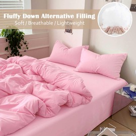 Nanko Twin XL Comforter Set Pink, All Season Soft Reversible Down Alternative Quilted Duvet Insert, Microfiber Filling, Luxury Quality Bedding Sets in a Bag for Women Girl, Size 68x90 Bed Sets, Plush