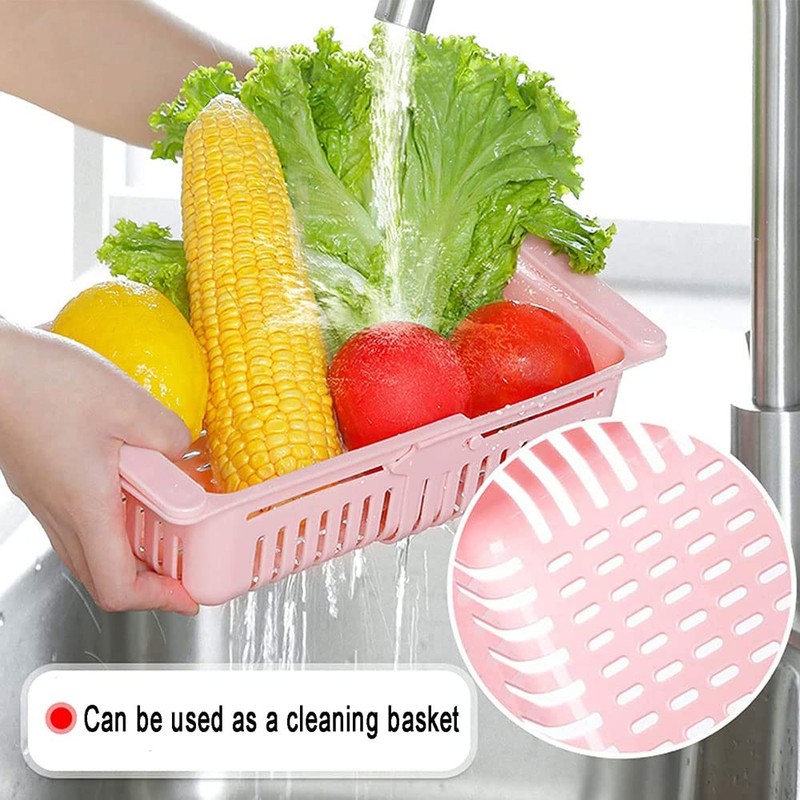 WDDP 3-Piece Set Extendable Fridge Organiser, Fridge Drawer Organiser, Adjustable