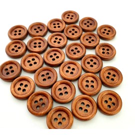 MajorCrafts® 44pcs 15mm 4 Holes Sewing Round Wood Buttons Craft Embellishments (Walnut Brown)