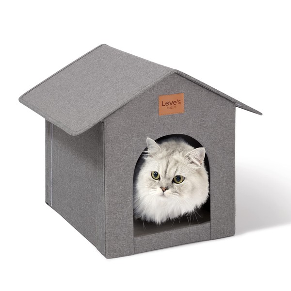 Love's cabin Outdoor Cat House Weatherproof, Insulated Feral Cat House