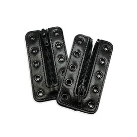 Soletec Leather Lace-in Boot Zipper Inserts for All Brands, Tieless Shoe Laces, 5 Black Eyelets, 1 Pair, Black