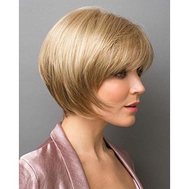 Audrey Wig Color Auburn Sugar - Noriko Wigs Short 6" Layered Bob Angled Sides Synthetic Average Cap