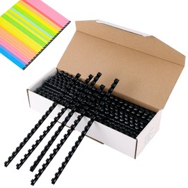 FLKQC 100PCS Plastic Combs 21 Ring Binding Spines 3/8 Inch Diameter, 55 Sheet Capacity, A4, Black Binding Comb (3/8" (55 Sheet Capacity))