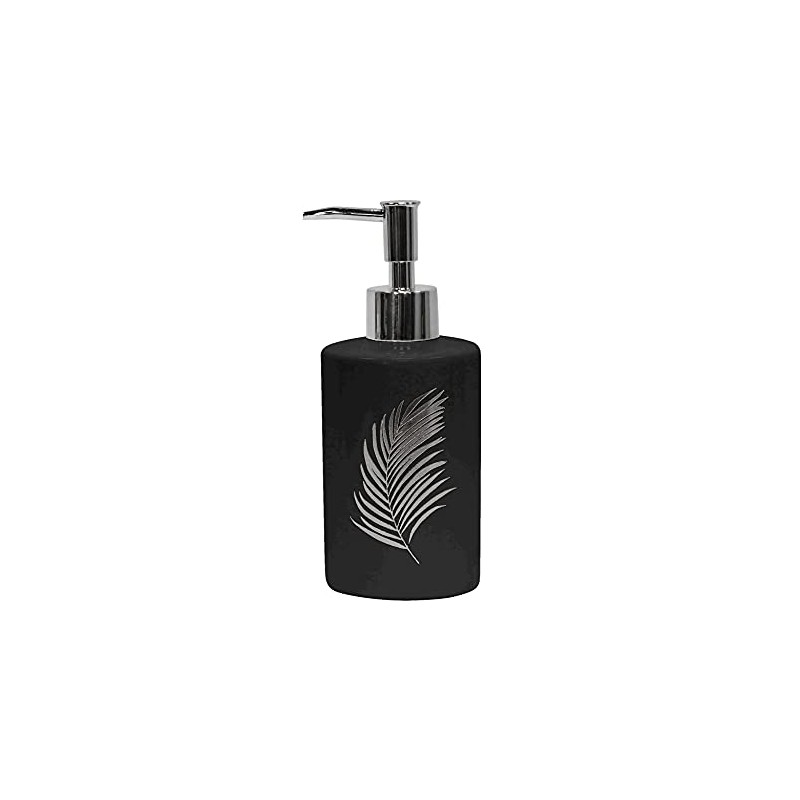 Douceur d'Intérieur Soap Dispenser, Ceramic, Black/Silver, Distributeur Savon