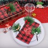 RHQFDM 20 Pieces Realistic Artificial Pine Sprigs with Red Berries