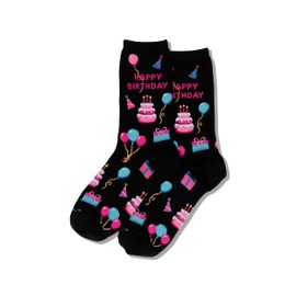 Hot Sox womens Conversation Starter Novelty Casual Fashion Socks Hosiery, Happy Birthday/Black, 4 10 US